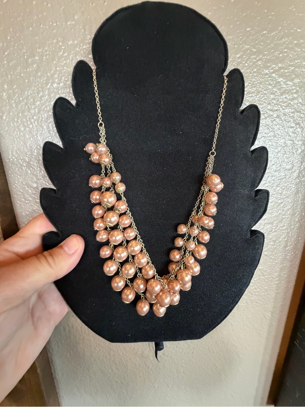 Stony Women’s Multi-Strand Pearl Cluster Necklace -  Gold